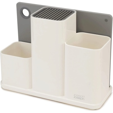 Set organizator ustensile bucatarie si tocator Joseph&Joseph, Alb/Gri - Img 3