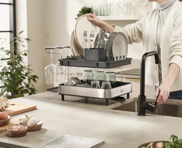 Uscator Vase Inox cu 2 nivele Gri - Img 1
