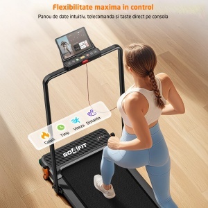 Banda de Alergare Reversibila GO4FIT®, Model FIT30, Functie Alergare sau Masaj, Viteza Maxima 12 km/h, Motor 2.5 CP, Telecomanda, Monitorizare: Timp, Calorii, Distanta, Viteza, Suprafata Alergare 100x40 cm, Greutate Utilizator 120 kg, Pliabila - Img 5