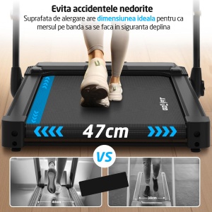 Banda de Alergat GO4FIT® Performance, Model FIT100, Motor 3.5CP, Viteza Maxima 16km/h, Sistem Pliere Hidraulic, Inclinare Manuala, Greutate Maxima Utilizator 130kg - Img 3
