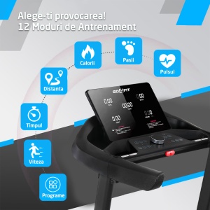 Banda de Alergat GO4FIT® Performance, Model FIT200, Motor 3.5CP, Viteza Maxima 18km/h, Sistem Pliere Hidraulic, Inclinare Automanta, Greutate Maxima Utilizator 130 KG - Img 4