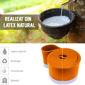 Banda Elastica Lunga GO4FIT®, Resistance Band din Latex 100% Natural, Rezistenta 30-70 kg, Lungime 208 cm, pentru Fitness, Sala, Mobilitate, Stretching, Yoga si Gimnastica de Recuperare, Incepatori si Avansati, Portocaliu - Img 2