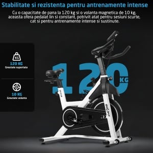 Bicicleta Spinning Magnetica GO4FIT® Model GF230, Volanta 10kg, Rezistenta Ajustabila, Greutate Maxima Utilizator 120kg. - Img 3