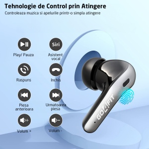 Casti Wireless Audio, GO4FIT®, Model GX08, Afisare LED, Autonomie 30 h, Negru - Img 4