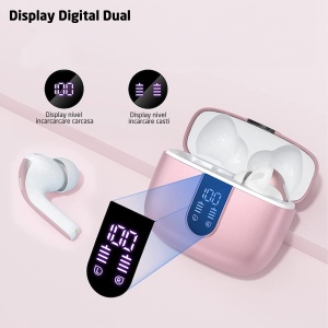 Casti Wireless Audio, GO4FIT®, Model GX08, Afisare LED, Autonomie 30 h, culoarea roz - Img 2