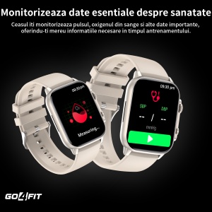 Ceas Smartwatch GO4FIT®, Ecran Touch 1.95’’ Amoled, Apeluri, Notificari, Microfon, Difuzor, Autonomie 7 Zile, culoarea crem - Img 9