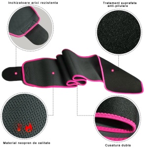 Centura de Slabit GO4FIT® pentru Fitness, Efect de Sauna, Neopren Gros fara Latex, Modelare Talie si Abdomen, Buzunar pentru Telefon, Inchidere Velcro Ajustabila, Flexibila si Confortabila, Roz - Img 5