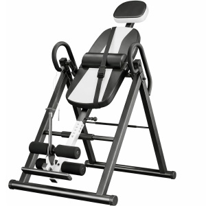 Masa de Inversie GO4FIT®, 130 kg, Aparat Recuperare Pliabil, 6 Unghiuri Reglabile 0–85°, 12 Inaltimi Ajustabile, Structura Triunghiulara din Otel, Sistem Blocare Siguranta, Design Compact, Negru