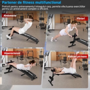 Resigilat - Aparat Fitness pentru Abdomene Multifunctional GO4FIT®, Model A200, Banca Pliabila, Curbata & Reglabila pe 5 Niveluri, Cadru Otel Solid, Greutate Maxima 150kg, Ideala Fitness Acasa, Exercitii Abdomen, Flotari, Hiperextensii, Negru - Img 5