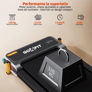 Resigilat - Banda de Alergare Reversibila GO4FIT®, Model FIT20, Functie Alergare sau Masaj, Viteza Maxima 6 km/h, Motor 2CP, Telecomanda, Monitorizare: Timp, Calorii, Distanta, Viteza, Suprafata Alergare 90x40 cm, Greutate Utilizator 120 kg - Img 2