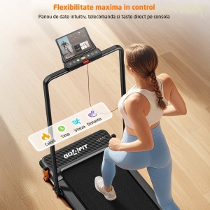 Resigilat - Banda de Alergare Reversibila GO4FIT®, Model FIT30, Functie Alergare sau Masaj, Viteza Maxima 12 km/h, Motor 2.5 CP, Telecomanda, Monitorizare: Timp, Calorii, Distanta, Viteza, Suprafata Alergare 100x40 cm, Greutate Utilizator 120 kg - Img 5