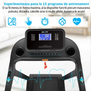Resigilat - Banda de Alergat GO4FIT® Performance, Model FIT100, Motor 3.5CP, Viteza Maxima 16km/h, Sistem Pliere Hidraulic, Inclinare Manuala, Greutate Maxima Utilizator 130kg - Img 4
