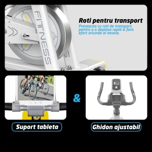 RESIGILAT - Bicicleta spinning pentru fitness, GO4FIT, model GF200, volanta 10kg, greutate maxima utilizator 150 kg, functii: timp, viteza, distanta, calorii, puls - Img 12