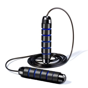 Resigilat - Coarda de sarit, GO4FIT, jump rope, lungime ajustabila, manere cu spuma de memorie, culoare albastra - Img 4