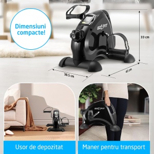Resigilat - Mini Bicicleta Fitness GO4FIT®, Model GF510, Recuperare Maini si Picioare, Reglabila, 15 Niveluri, Greutate 3.2 kg, Ecran LCD, Timp, Distanta, Repetari, Odometru, Calorii, Viteza - Img 3