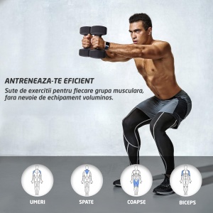 Set 2 Gantere Fitness GO4FIT®, Greutate 2 x 5 kg, Interior Fonta Solida si Invelis Neopren, Design Ergonomic Anti-roll, Suprafata Antiderapanta, Impermeabile, Antrenamente Acasa, Aerobic sau Sala Forta, Protejeaza Podeaua, Negru - Img 8
