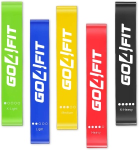Set 5 Mini Benzi Elastice de Rezistenta GO4FIT®, Latex 100% Natural, 5 Niveluri de Dificultate 5-20 kg, pentru Sala, Fitness, Yoga, Pilates, Stretching si Gimnastica de Recuperare, 30 x 5 cm, Saculet Inclus, Multicolor - Img 11