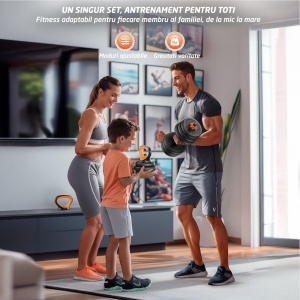 Set Gantere Reglabile GO4FIT, Model FED, 30kg, Extensie Haltera si Baza Kettlebell, Manere Flotari, Protectie Bara, Sistem de Prindere Sigur, Manere Antiderapante, Antrenament Complet Acasa sau Sala - Img 7
