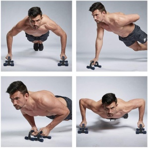 Set Manere pentru Flotari GO4FIT®, Push Up Bars cu Manere Buretate, Picioare Cauciucate Antiderapante, Stabilitate Sporita, pentru Antrenament Brate, Umeri si Spate, Incepatori si Avansati, Usoare si Portabile, Negru/Albastru - Img 6