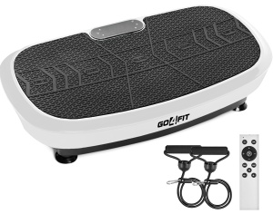 Aparat Vibromasaj GO4FIT®, Model V2000, 200W, Bluetooth & Boxe, Telecomanda, Greutate Maxima 150 kg, Culoare Placa: Alb