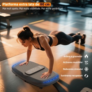 Aparat Vibromasaj GO4FIT®, Model V3000, 200W, 200 Niveluri Viteza, 4 Programe Presetate, Bluetooth & Difuzor Integrat, Display LED Tactil, Telecomanda Inclusa, Platforma 80x44 cm, Silentios 45dB, Greutate Maxima 150 kg, Negru - Img 6