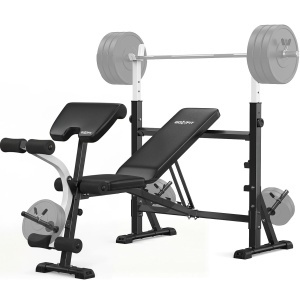 Banca Fitness Multifunctionala GO4FIT®, Model B400, Suport Haltera & Banca Scott, Extensii Picioare, Spatar Reglabil 8 Pozitii, Cadru Otel Solid, Greutate Maxima 200kg, Antrenament Forta Acasa, Negru