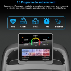 Banda de Alergare Electrica GO4FIT® Premium, Model FIT1000, Motor 4.5 CP, Viteza 1-20 km/h, Aparat Masaj - Img 3