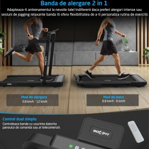 Banda de Alergat GO4FIT® Slim, Model FIT10, Motor 2.5CP, Viteza Maxima 12km/h, Greutate Utilizator 120 kg, - Img 6
