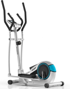 Bicicleta Eliptica Magnetica, GO4FIT®, pentru Fitness cu Monitorizare Activitati Fizice, Puls, Viteza, Timp, Distanta si Calorii, Greutate Maxima 110 kg, 8 Niveluri de Rezistenta, Volanta 5 kg, Alba