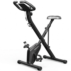 Bicicleta Fitness Verticala GO4FIT®, Model GF310, Pliabila, Volanta 2.5 kg, Rezistenta Magnetica, 16 Niveluri de Rezistenta, Greutate Maxima Utilizator 120 kg, Timp, Viteza, Distanta, ODO, Calorii si Puls