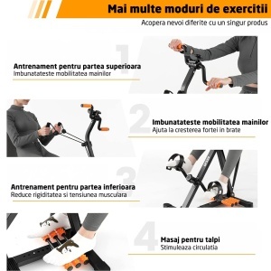 Bicicleta Recuperare GO4FIT®, Model GF520, Greutate Maxima Utilizator 120 kg, Rezistenta prin Frecare cu Ajustare Continua, Ecran LCD, Monitorizare Timp, Calorii, Distanta, TCNT si CNT, Design Compact, Recuperare, Miscare Usoara si Exercitii - Img 7