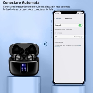 Casti Wireless Audio, GO4FIT®, Model GX08, Afisare LED, Autonomie 30 h, Negru - Img 7