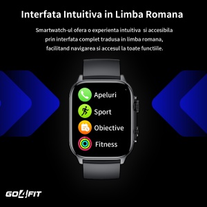 Ceas Smartwatch GO4FIT®, Ecran Touch 1.95’’ Amoled, Apeluri, Notificari, Microfon, Difuzor, Autonomie 7 Zile, culoarea negru - Img 5