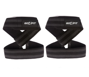Chingi pentru Ridicare Greutati GO4FIT®, Set 2 Lifting Straps, Bumbac Rezistent Captusit cu Neopren, Aderenta si Protectie Sporita, pentru Haltere, Culturism si Crossfit, Antrenament Spate si Umeri, 60 cm, Marime Universala, Negru/Gri - Img 6