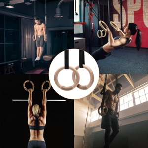 Inele de Gimnastica din Lemn GO4FIT®, Set 2 Inele cu Curele Reglabile si Catarama, Suporta pana la 500 kg, Montare pe Bara sau Copac, Interior si Exterior, pentru Fitness, Gimnastica si Exercitii cu Greutatea Corpului - Img 7