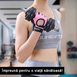 Manusi Fitness GO4FIT® pentru Sala, Material Respirabil Perforat, Palma Captusita 7 mm, Puncte de Silicon Antiderapante, Inchidere Velcro, Zona Absorbanta pe Degete, pentru Culturism, Crossfit si Ciclism, Roz/Negru - Img 6