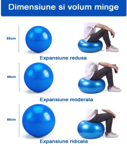 Minge fitness, GO4FIT, 65 cm, pentru exercitii gimnastica, yoga, aerobic, pilates, recuperare, pompa inclusa, culoarea albastru - Img 7