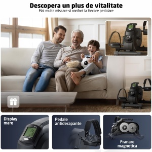 Mini Bicicleta Magnetica GO4FIT®, Model GF530, Pedalier Picioare si Brate, Greutate Maxima Utilizator 120 kg, Rezistenta Magnetica Reglabila, 8 Niveluri de Intensitate, Ecran LCD, Monitorizare Timp, Distanta, Viteza, RPM - Img 3