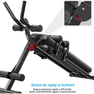 RESIGILAT - Aparat fitness pentru abdomene, GO4FIT®, banca abdomene, 3 grade de inclinatie, computer antrenament, greutate maxima utilizator 150 kg, negru - Img 3