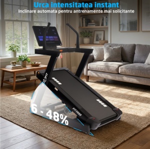 Resigilat - Banda de Alergat GO4FIT® Model FIT3000, Viteza 22 km/h, Motor 4.5 CP, Inclinare Automata -6 - 48%, 15 Programe, Bluetooth,Suprafata Alergare 135 x 52 cm, Greutate Utilizator 140 kg, Ecran LED - Img 4