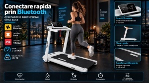 Resigilat - Banda de Alergat GO4FIT® Model FIT600, Viteza Maxima 15.6 km/h, Motor 3CP, Inclinare Automata, 12 Programe, Bluetooth, Aplicatii, Kinomap, Zwift, FitShow, Greutate Utilizator 130kg, Timp, Distanta, Calorii, Viteza - Img 7