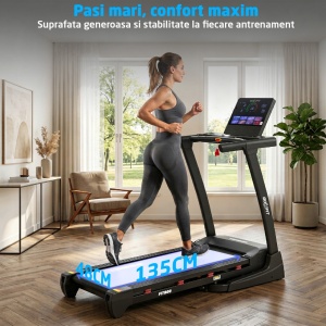 Resigilat - Banda de Alergat GO4FIT® Model FIT800, Viteza Maxima 20 km/h, Motor 4.0 CP, Inclinare Automata 20 Nivele, Pliere Hidraulica, 15 Programe, Bluetooth, Kinomap, Zwift, FitShow, Greutate Utilizator 120 kg - Img 2