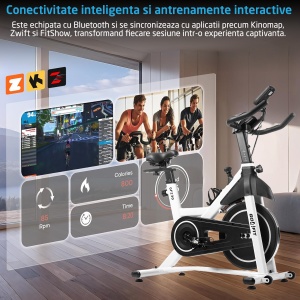 RESIGILAT - Bicicleta Spinning Magnetica GO4FIT® Model GF230, Volanta 10kg, Rezistenta Ajustabila, Greutate Maxima Utilizator 120kg, Bluetooth, Aplicatii Fitness Telefon, Monitor, Distanta, Viteza - Img 4
