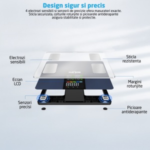 Resigilat - Cantar Electronic Inteligent GO4FIT®, Model BS100, Bluetooth, 30 x 30 cm, 14 Indici - Img 6