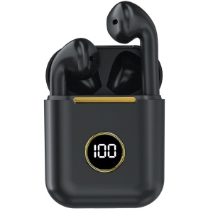 RESIGILAT - Casti wireless audio, GO4FIT® , model GX01, Bluetooth 5.0, Control prin Atingere, fara fir, Carcasa Magnetica, Afisare LED, Autonomie 20 h, Negru