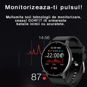 RESIGILAT - Ceas smartwatch si bratara fitness, GO4FIT® , model GF03, Notificari Apeluri/Sms/Social Media, monitorizare activitati fizice, somn, ritm cardiac, pedometru, player muzica, rezistent la ap - Img 7