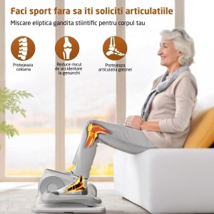 Resigilat - Mini Bicicleta Eliptica GO4FIT®, Model GF410, 12 Niveluri de Viteza Reglabile, Rotatie Inainte si Inversa, Control Magnetic Ultra Silentios, Ecran LED Tactil, Greutate Maxima 120 kg, Pentru Acasa, Birou si Recuperare, Alb/Gri - Img 2