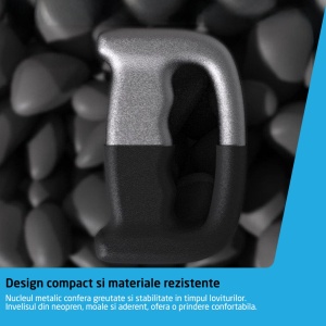 Resigilat - Set 2 Gantere Ergonomice GO4FIT®, 2kg, Fitness, Aerobic, Box si Shadow Boxing, Invelis Neopren Anti-alunecare, Design Compact, Negru - Img 3