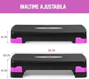 RESIGILAT - Stepper Aerobic GO4FIT®, Inaltime Reglabila pe 2 Niveluri 10 si 15 cm, Suprafata si Picioare Antiderapante, 66 x 28 cm, Greutate Maxima 250 kg, Usor si Portabil 2.3 kg, pentru Fitness, Aerobic si Cardio Acasa sau la Sala - Img 12