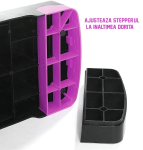 Stepper Aerobic GO4FIT®, Inaltime Reglabila pe 2 Niveluri 10 si 15 cm, Suprafata si Picioare Antiderapante, 66 x 28 cm, Greutate Maxima 250 kg, Usor si Portabil 2.3 kg, pentru Fitness, Aerobic si Cardio Acasa sau la Sala - Img 4